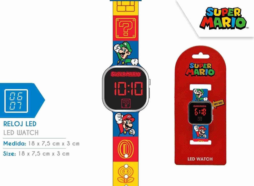 Reloj LED Super Mario (6x4) - Juguetes divertidos