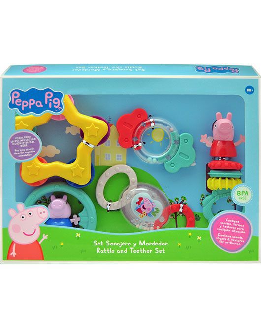 Set de mordedor y sonajero Peppa Pig (6x1) - Juguetes para niños