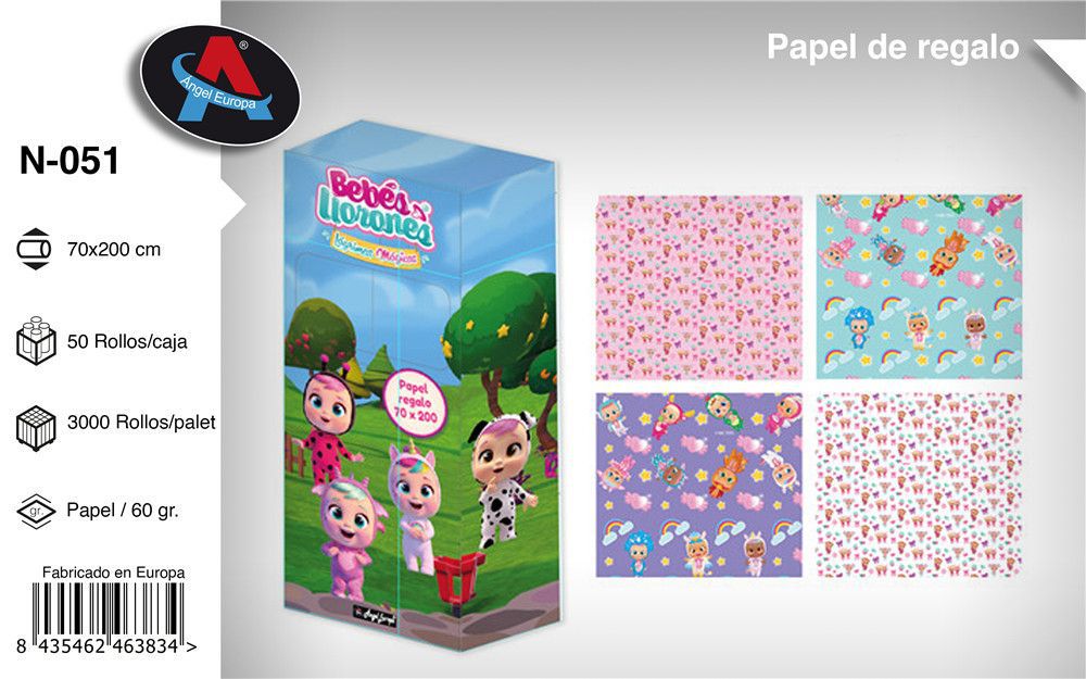 Papel de regalo para niños - 50P Rollo 70*200 cm