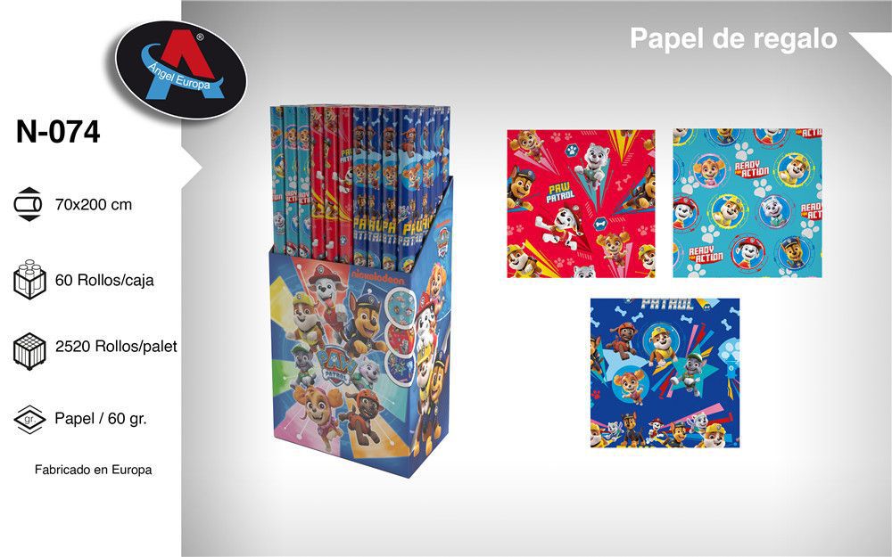 Papel regalo N-074 60P Rollo Paw Patrol 70x200cm - Papel de regalo de Paw Patrol