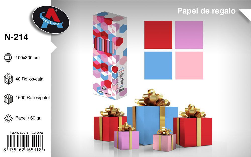 Papel regalo N-214 40P Rollo Charol 100x300cm - Papel de regalo brillante