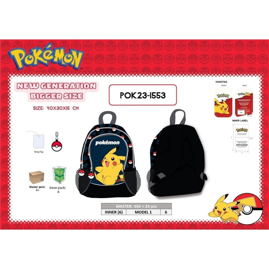 Mochila Pokémon nueva generación 40x30x15 cm - Mochilas para niños