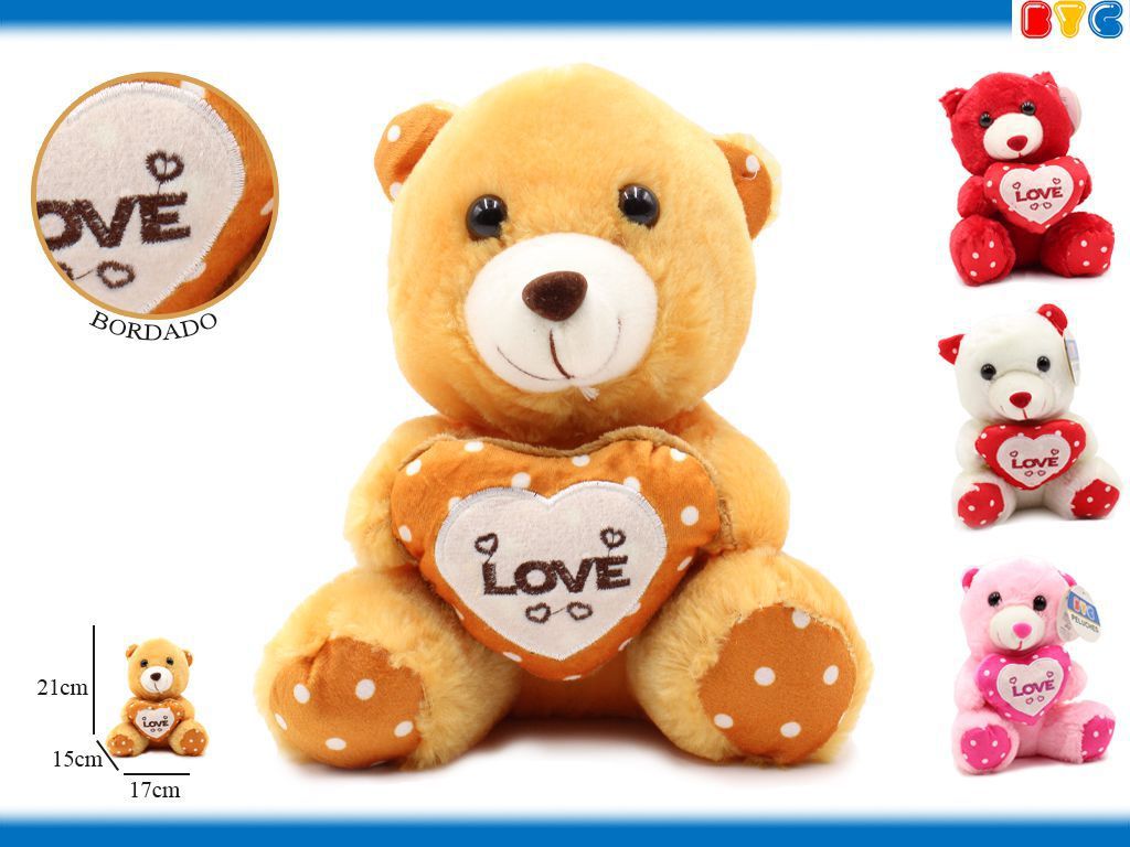 Peluche oso corazón 21 cm - Juguete de colección