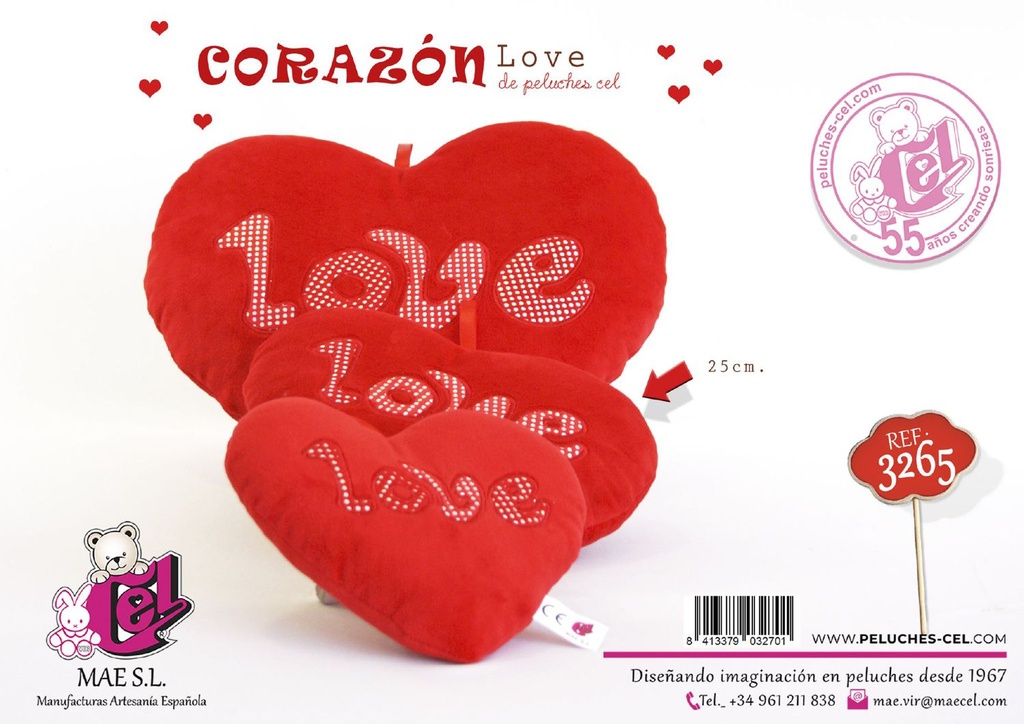 Juguete corazón LOVE 25 cm - Regalos para el día de San Valentín