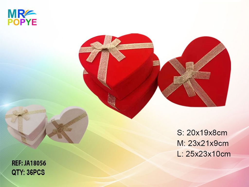 Caja de corazón 3 piezas con cinta - Regalos de San Valentín