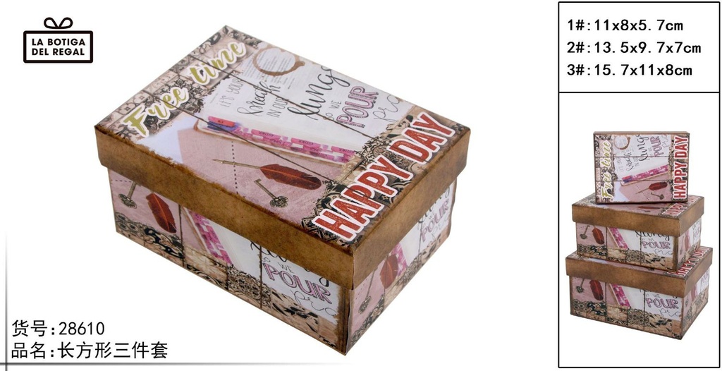 Artículos de regalo - Caja rectangular de tres piezas