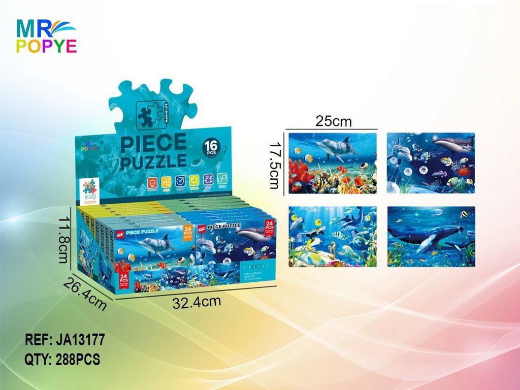 Puzzle de animales marinos 24 piezas en caja