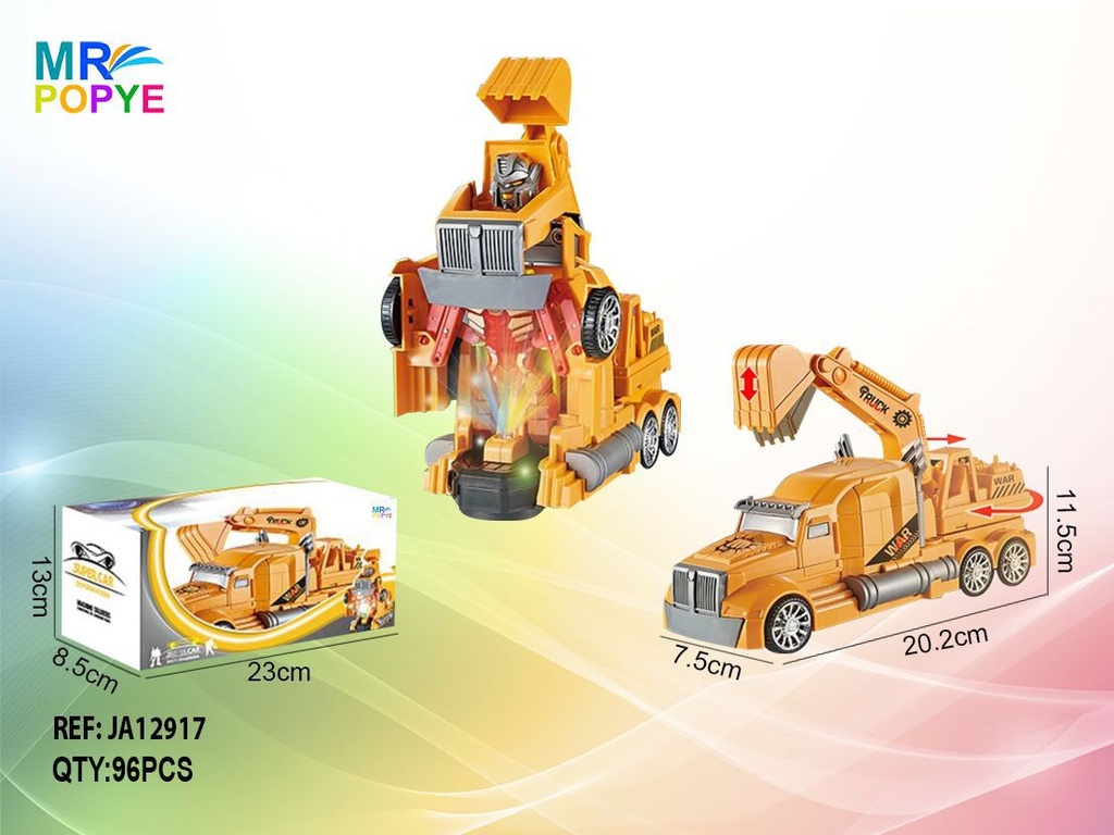 Camión excavadora transformable con luz y sonido - Juguete electrónico