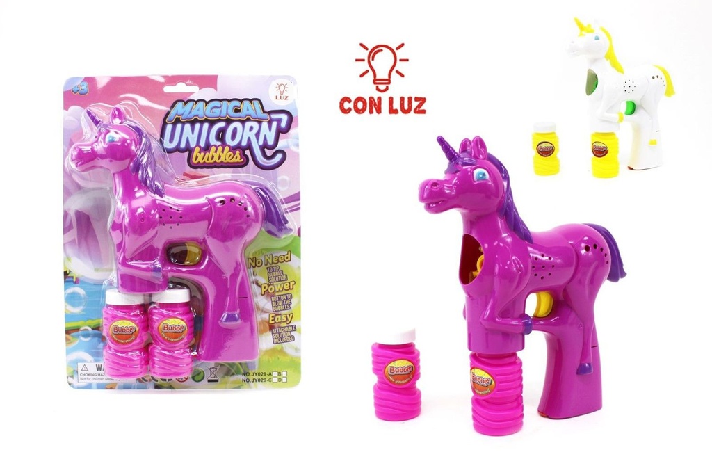 Juguetes de burbujas con luz unicornio 29x22 cm - Juguetes para niños