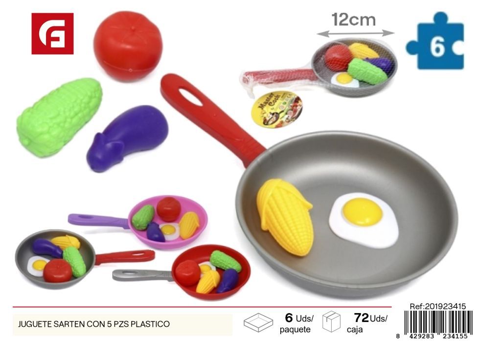 Juguete sartén de plástico (5 piezas) - Juguetes de cocina y juegos educativos