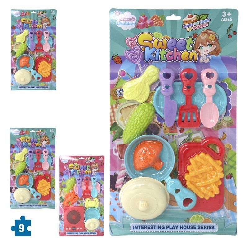 Juguete set cocina 9 piezas plástico surtido - Accesorios de cocina para niños