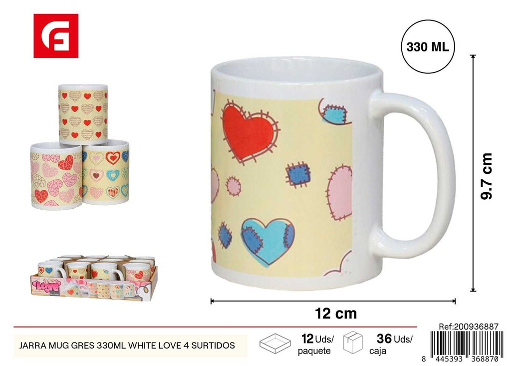 Jarra mug de gres 330ml de amor 4 surtidos - Accesorios para el hogar