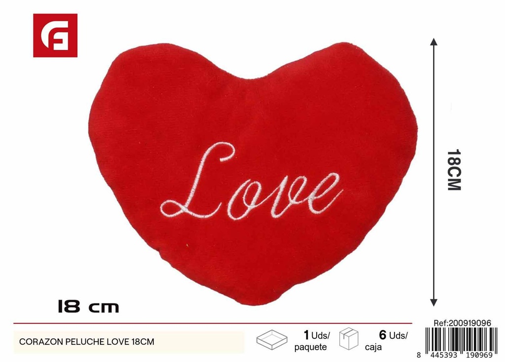 Peluche corazón love de 18cm - Adornos para San Valentín