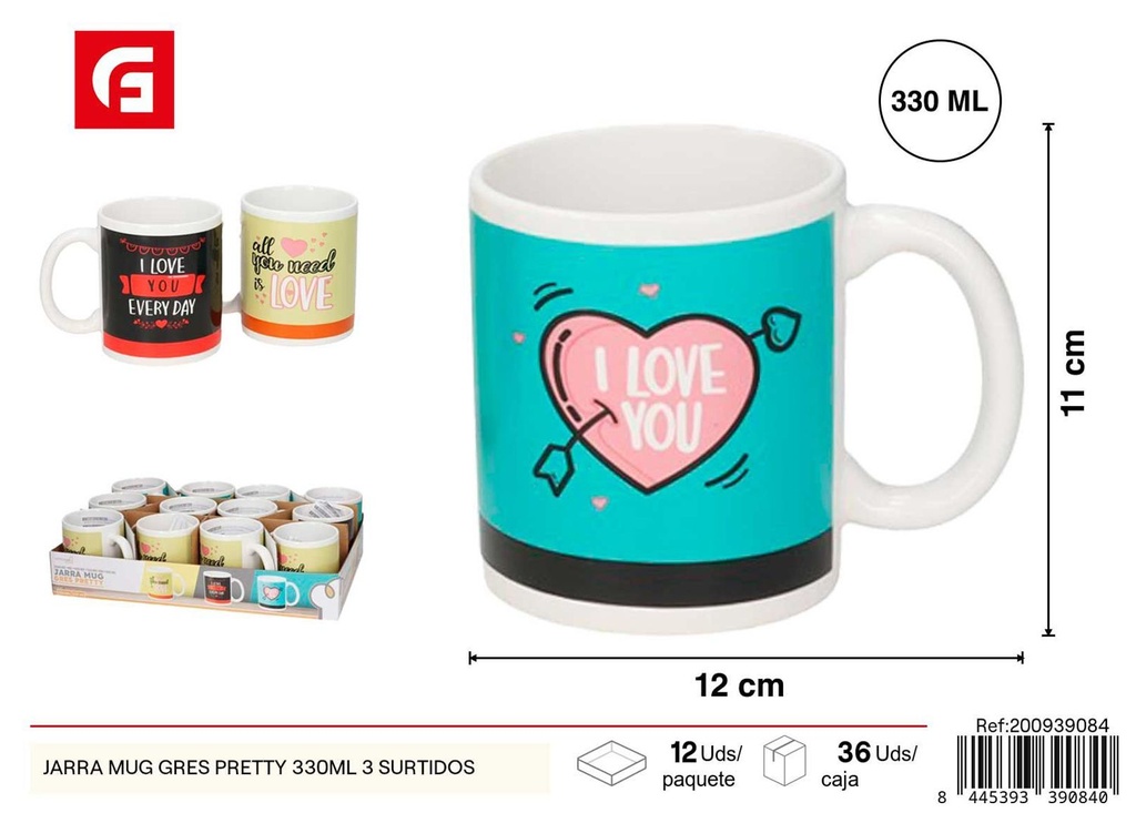 Jarras mug gres pretty de 330 ml surtidas - Cerámica y vajilla