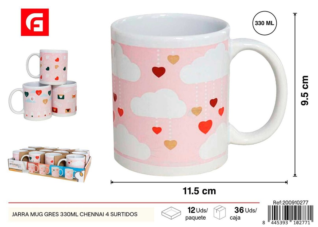 Jarra mug gres de 330 ml Chennai surtidas - Cerámica y vajilla