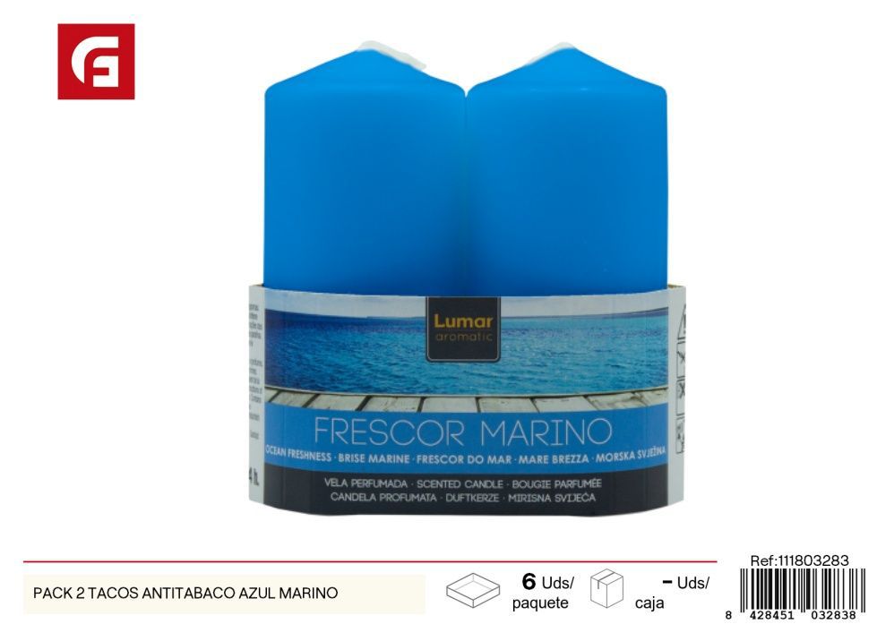 Pack de 2 velas antitabaco azul marino - Velas aromáticas y ambientadores