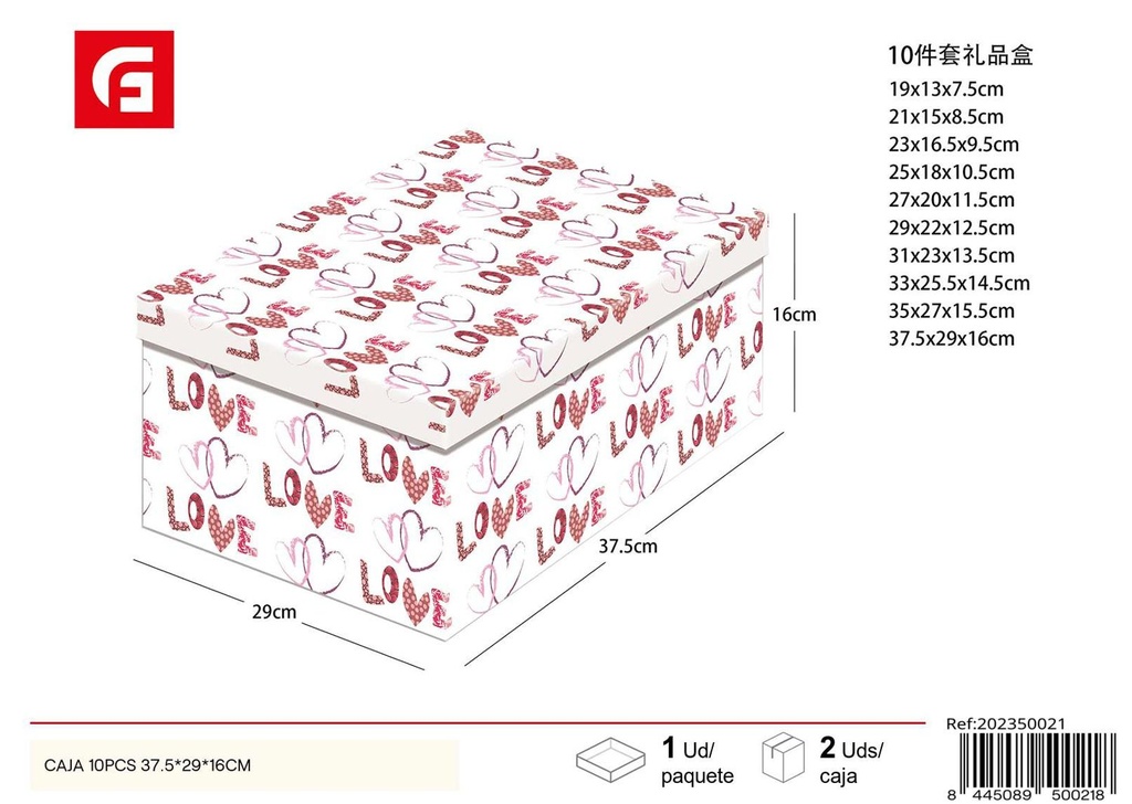 Caja de cartón (10 pcs) 37.5x29x16 cm - Regalos y cajas