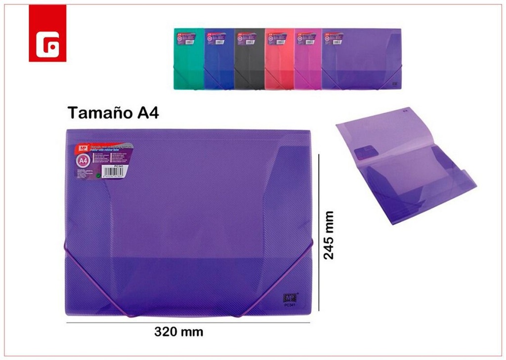 Carpeta de solapa y goma A4 transparente - Material de oficina