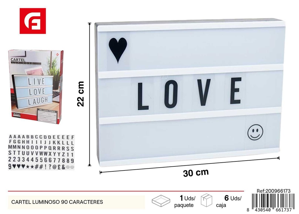 Cartel luminoso 90 caracteres - Novedades y decoraciones