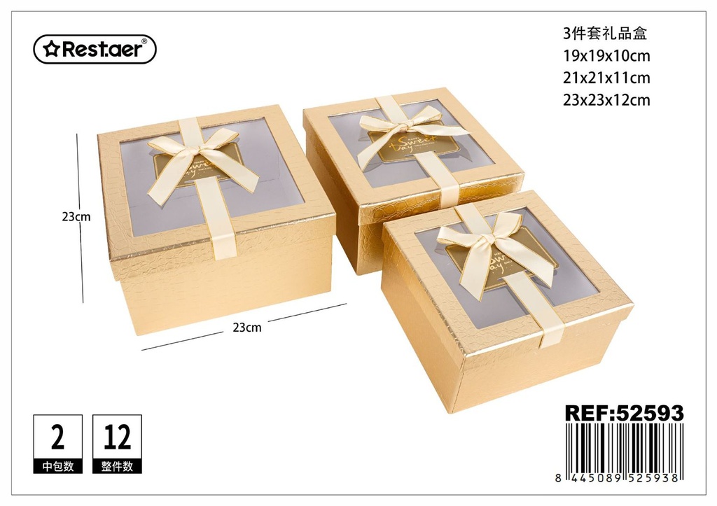 Set de 3 cajas de regalo cuadradas - Regalos y accesorios