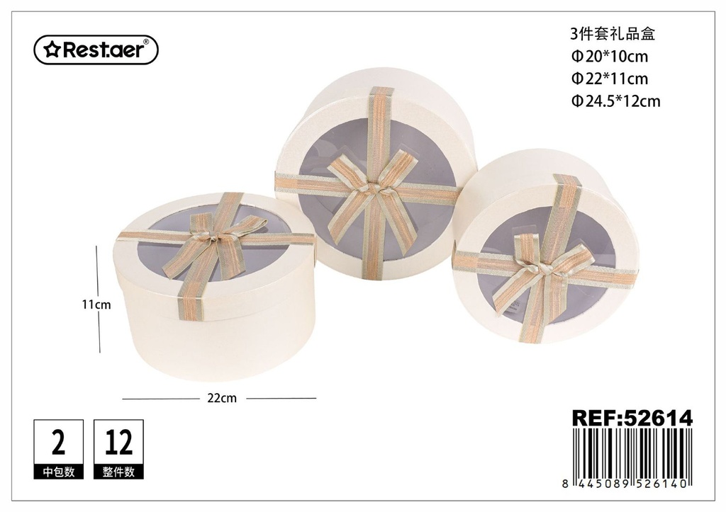 Set de 3 cajas de regalo redondas - Regalos y accesorios