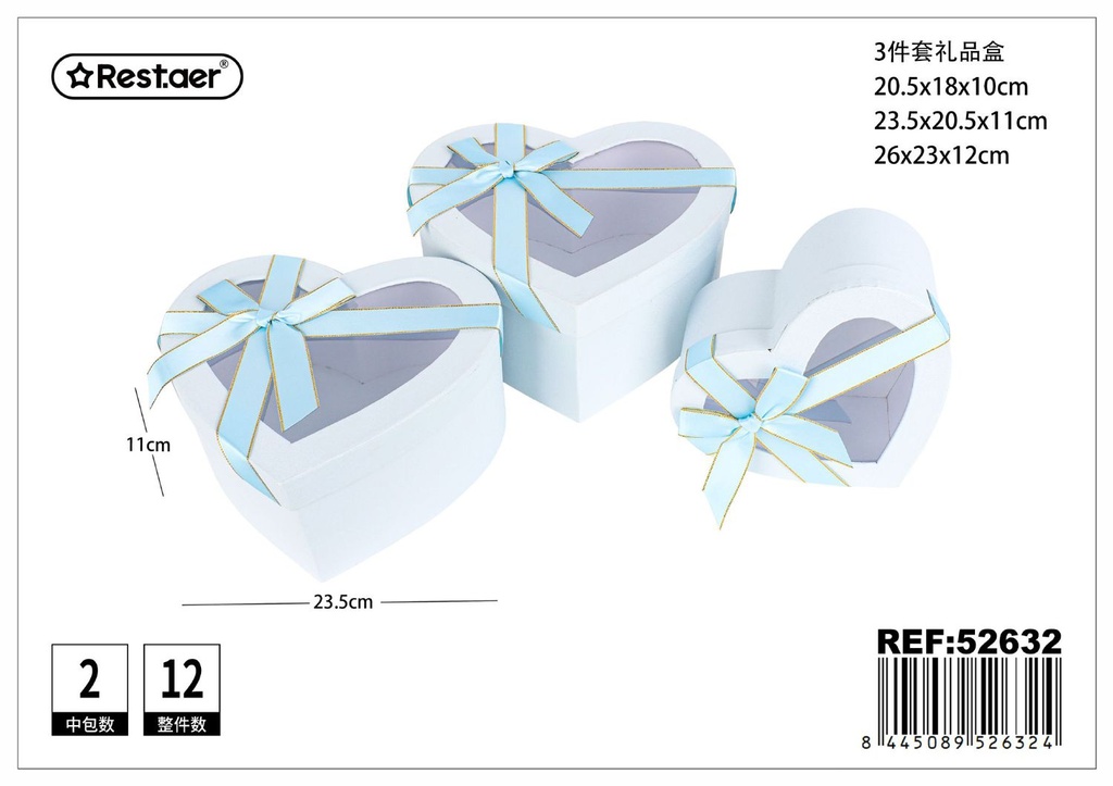 Set de 3 cajas de regalo con forma de corazón - Regalos y accesorios