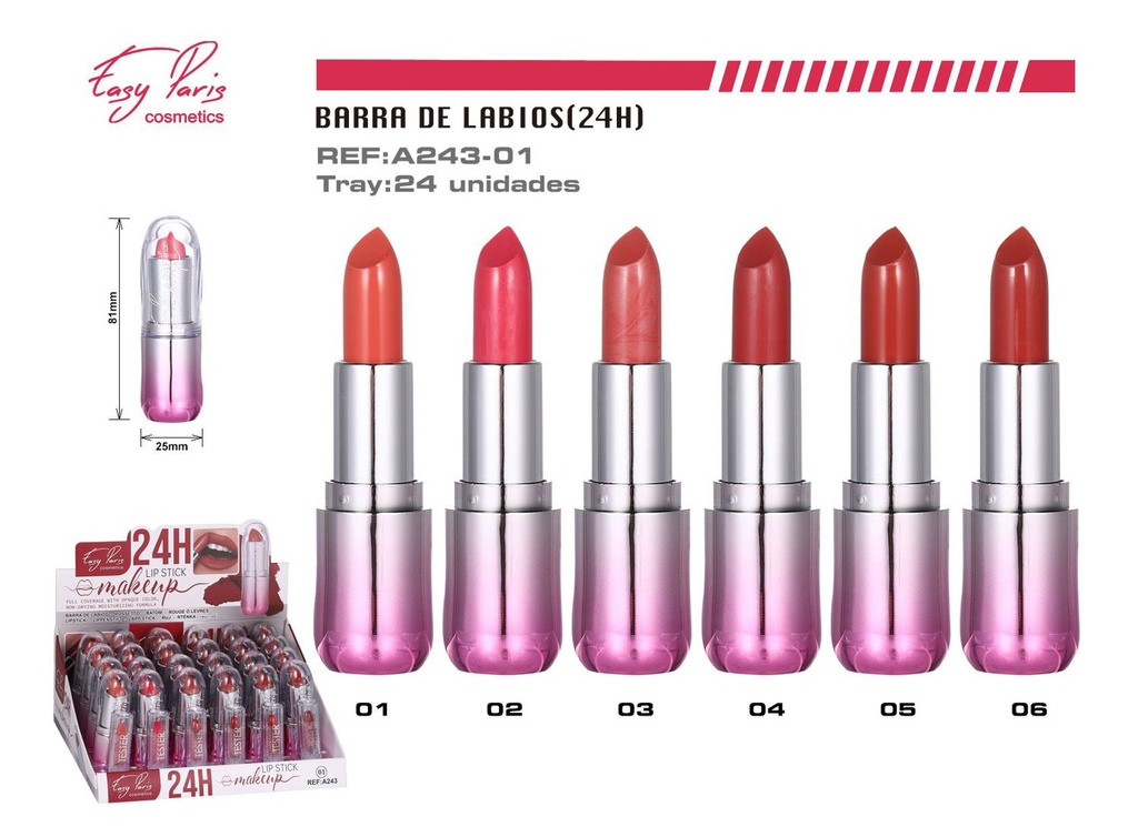 B. de labios fijo 24H (24 unidades) - Cosméticos