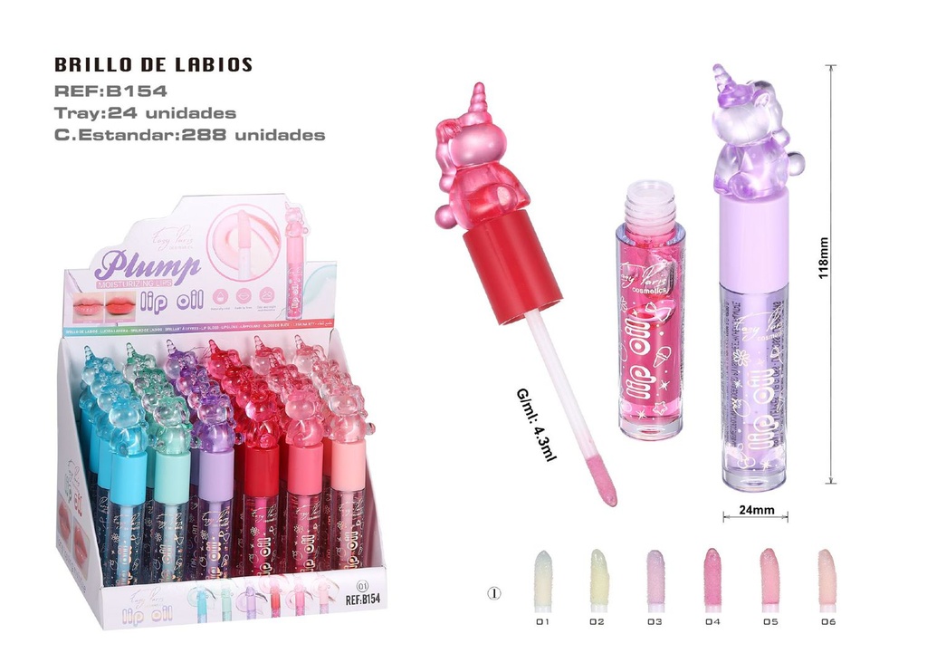 Brillo labial unicornio - Labial hidratante y voluminoso