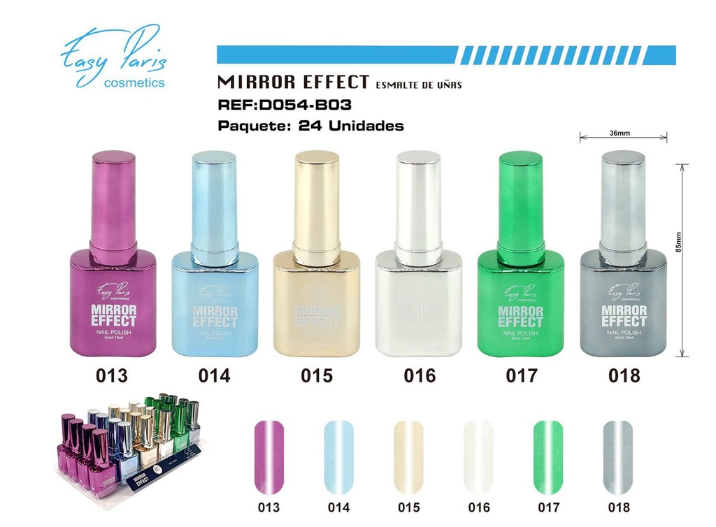 Laca de uñas efecto espejo 24/U - Esmalte de uñas brillante