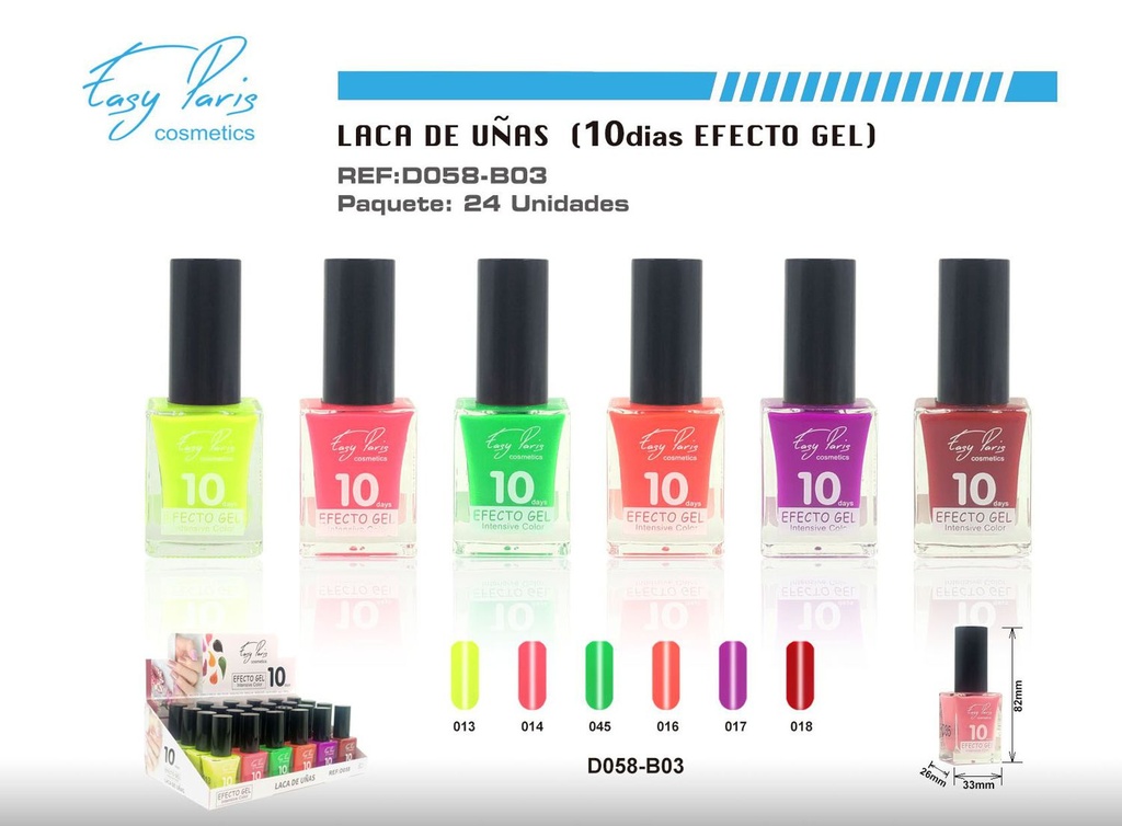 Laca de uñas alto brillo 10D 24/U - Esmalte de larga duración