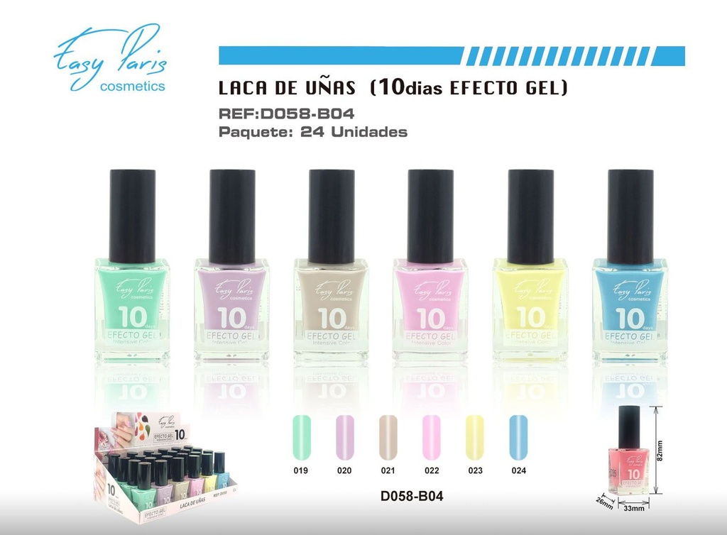 Laca de uñas alto brillo 10D 24/U - Esmalte de larga duración