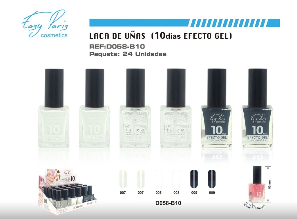 Laca de uñas alto brillo 10D 24/U - Esmalte de larga duración