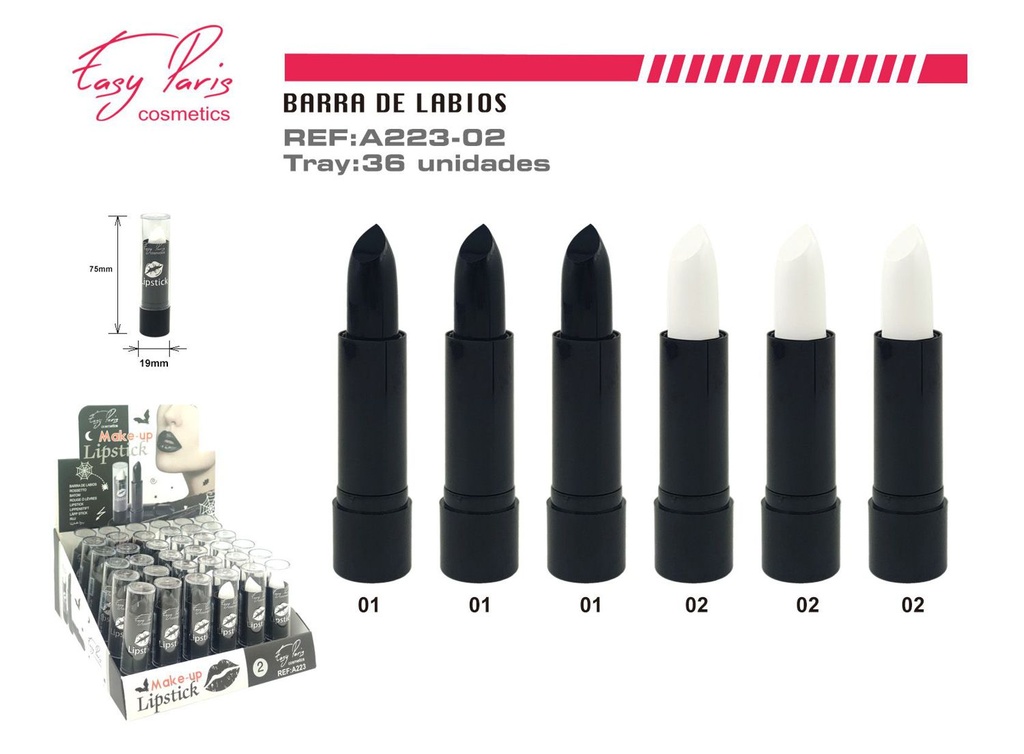 Brocha de labios negra/blanca 36/U - Labiales para festividades