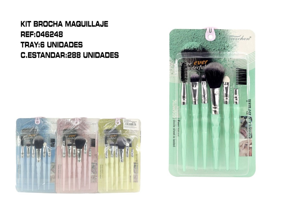 Kit 6 brochas de maquillaje 6/U - Pinceles de maquillaje