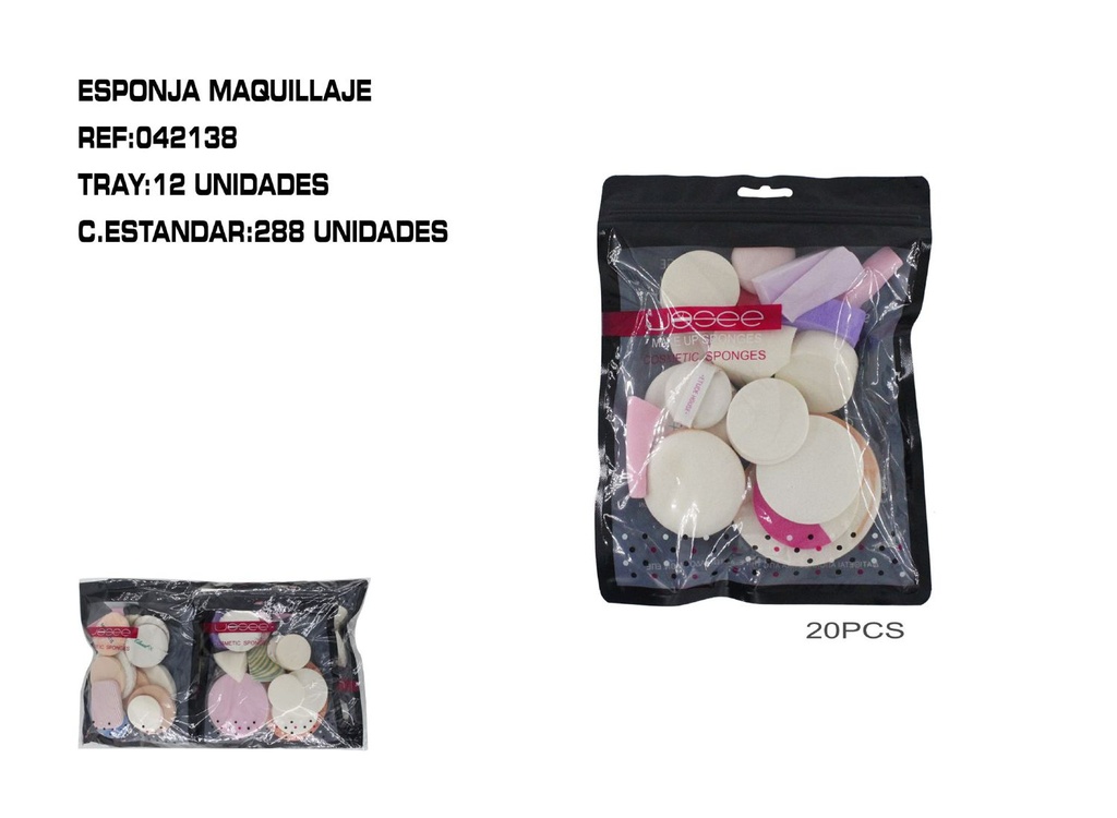 Jgo. 20 esponjas para maquillar 6/U - Accesorios de maquillaje