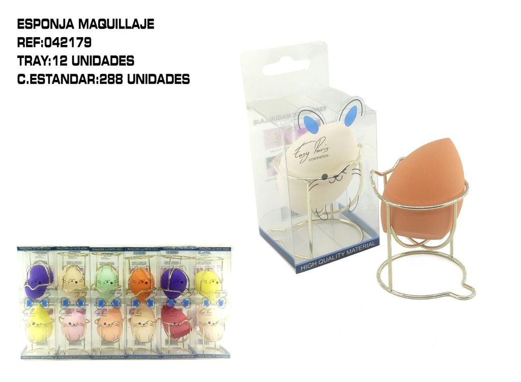 Esponja de maquillaje con soporte 12/U - Esponjas para el rostro