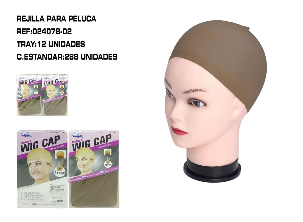 Rejilla castaña para peluca 12 unidades - Accesorios para pelucas