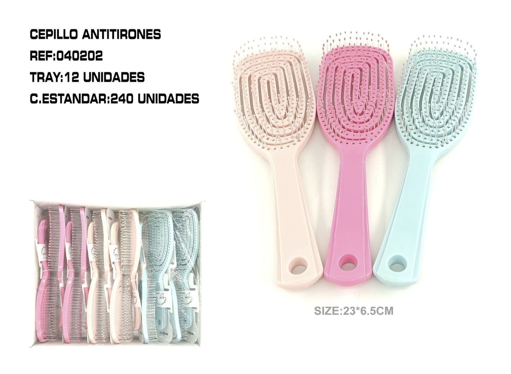 CEPILLO antienredos 23*6.5 cm 12 unidades - Accesorios para peinado y cuidado del cabello