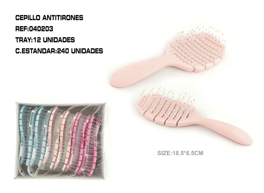 CEPILLO antienredos 18.5*6.5 cm 12 unidades - Accesorios para peinado y cuidado del cabello