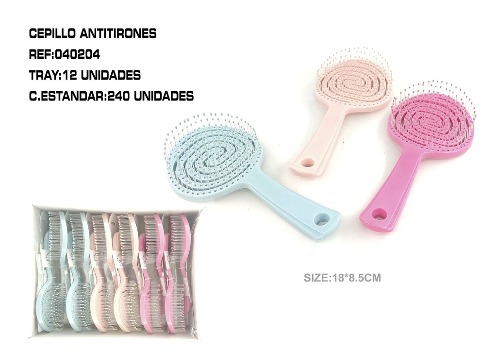 CEPILLO antienredos 18*8.5 cm 12 unidades - Accesorios para peinado y cuidado del cabello