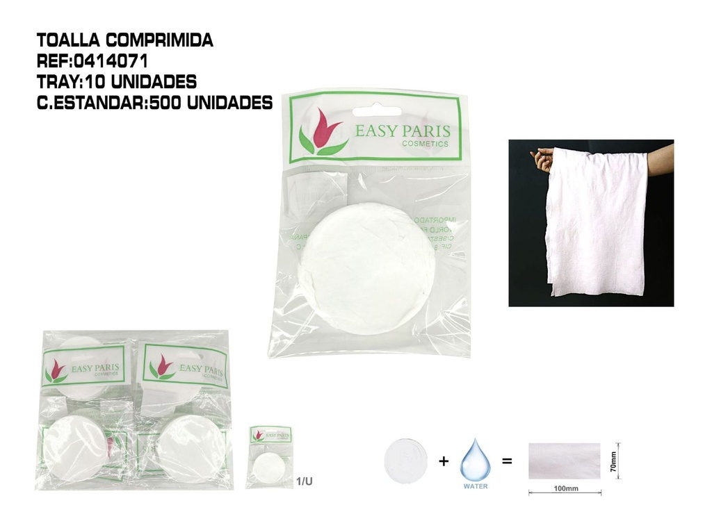 Toalla de viaje 70*100 cm 10 unidades - Productos desechables para uso personal
