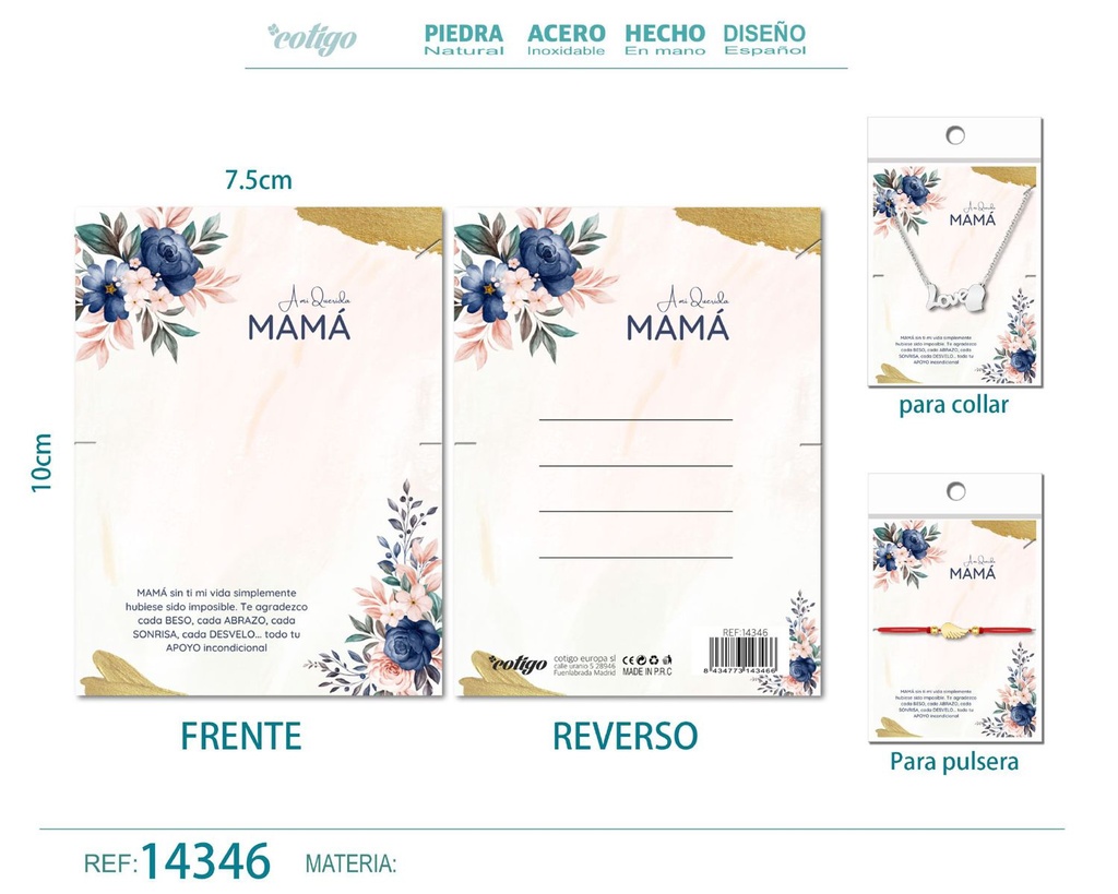 Tarjeta de felicitación para Mamá - Tarjeta para joyas de regalo