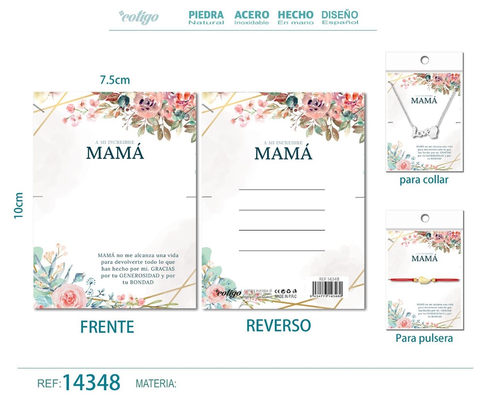 Tarjeta de felicitación para Mamá - Tarjeta para joyas de regalo