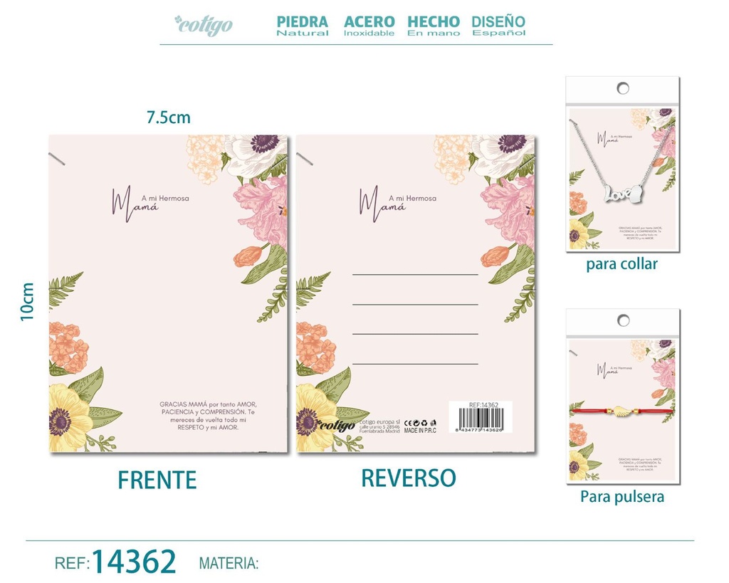 Tarjeta de felicitación para Mamá - Tarjeta para joyas de regalo