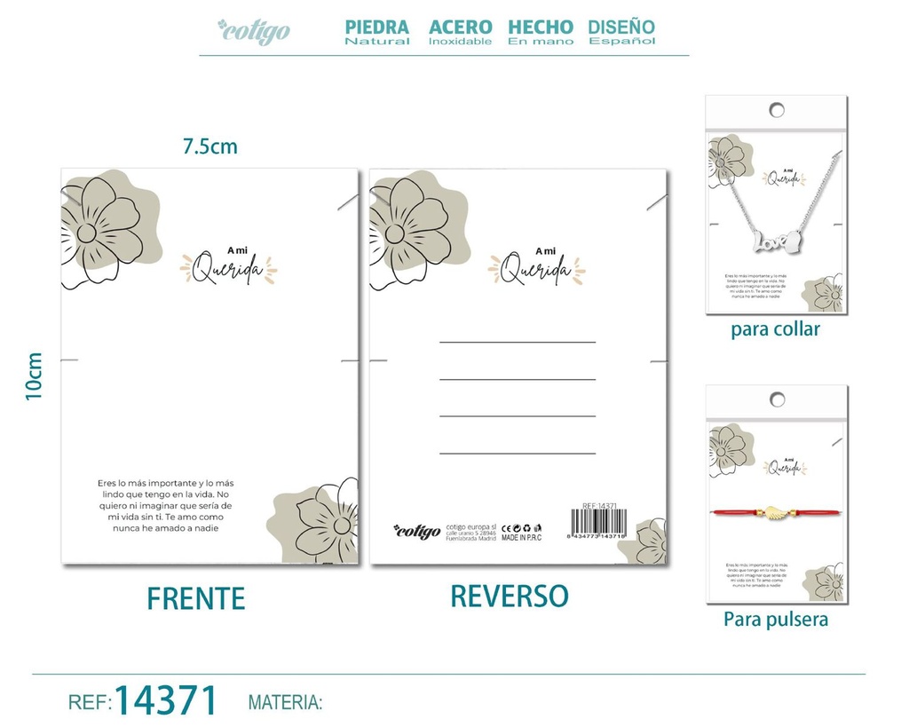 Tarjeta de felicitación para Amor - Tarjeta para joyas de regalo
