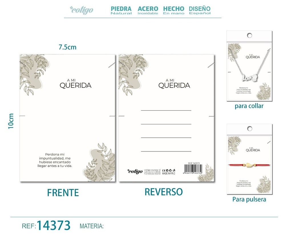 Tarjeta de felicitación para Amor - Tarjeta para joyas de regalo