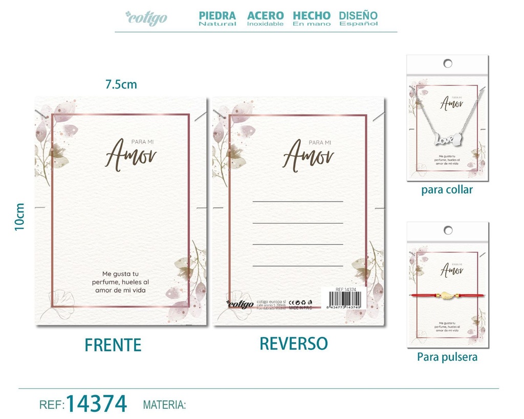 Tarjeta de felicitación para Amor - Tarjeta para joyas de regalo