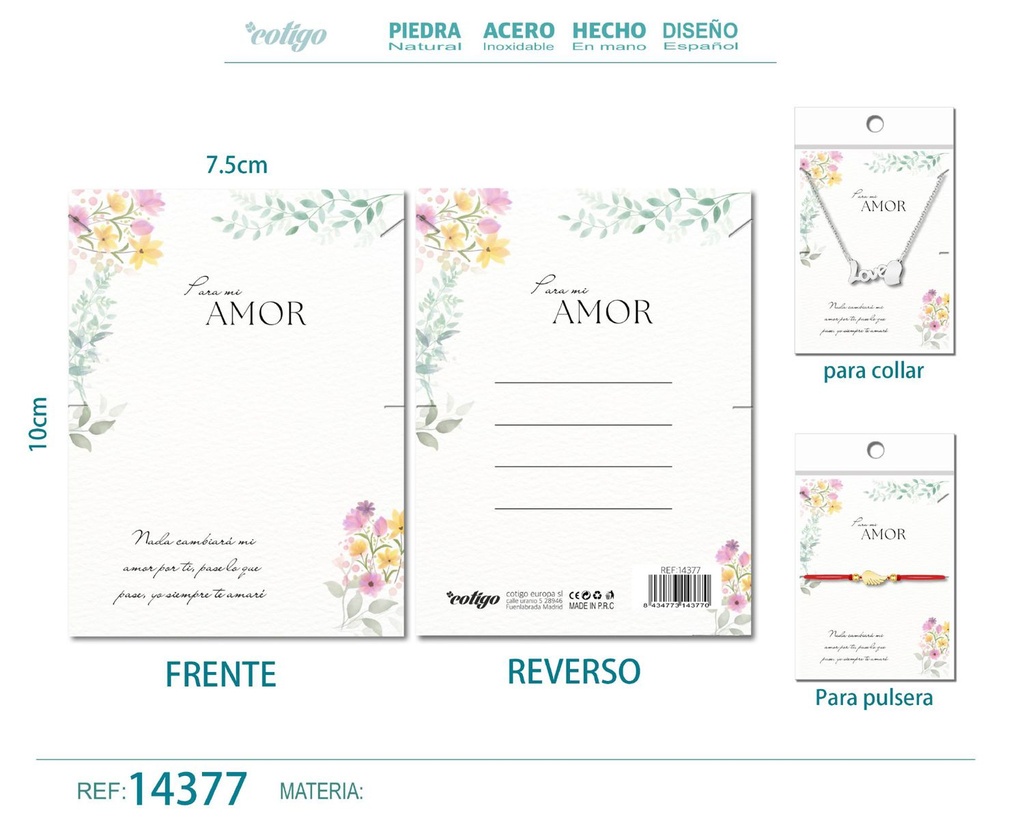 Tarjeta de felicitación para Amor - Tarjeta para joyas de regalo