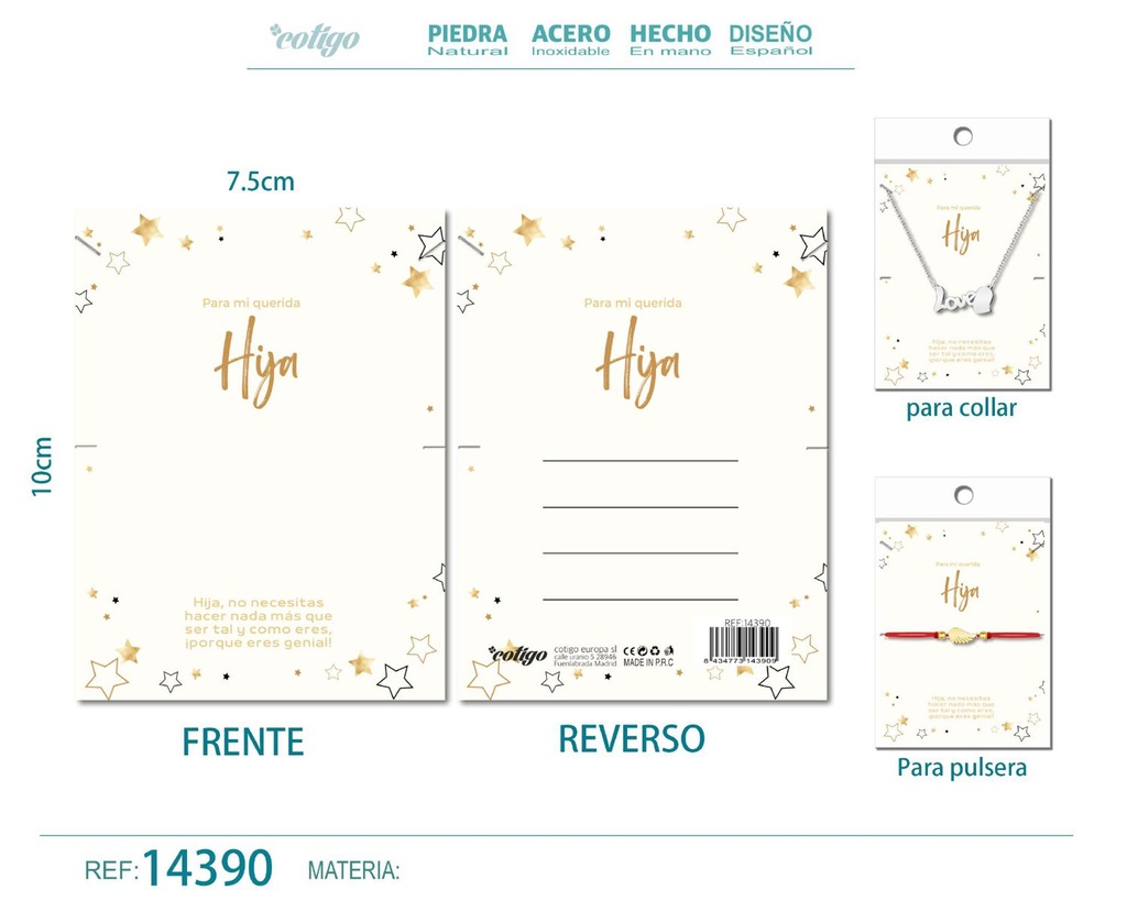 Tarjeta de felicitación para Hija - Tarjeta para joyas de regalo