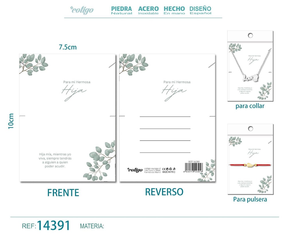 Tarjeta de felicitación para Hija - Tarjeta para joyas de regalo